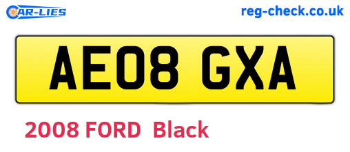 AE08GXA are the vehicle registration plates.