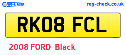 RK08FCL are the vehicle registration plates.
