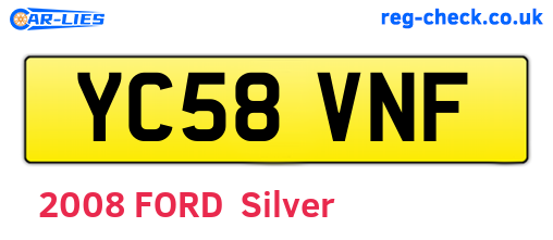 YC58VNF are the vehicle registration plates.
