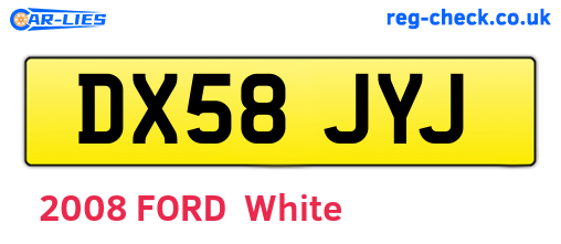 DX58JYJ are the vehicle registration plates.