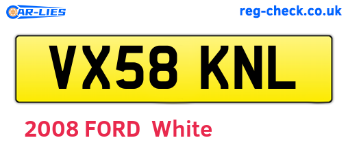 VX58KNL are the vehicle registration plates.