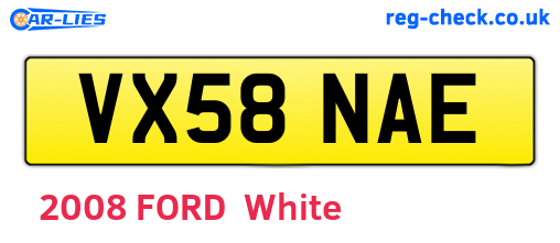 VX58NAE are the vehicle registration plates.