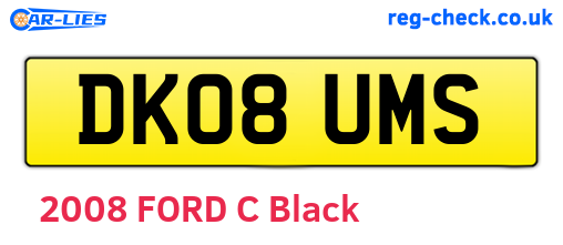 DK08UMS are the vehicle registration plates.