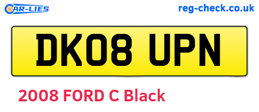 DK08UPN are the vehicle registration plates.