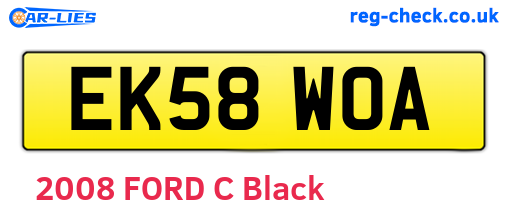 EK58WOA are the vehicle registration plates.