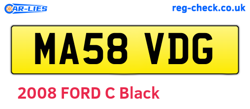 MA58VDG are the vehicle registration plates.