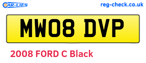 MW08DVP are the vehicle registration plates.