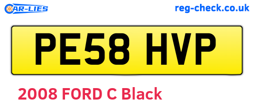 PE58HVP are the vehicle registration plates.