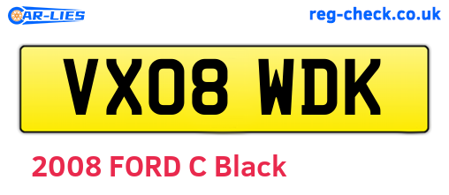 VX08WDK are the vehicle registration plates.