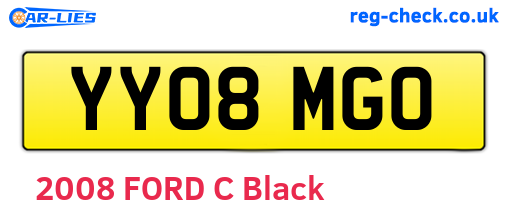 YY08MGO are the vehicle registration plates.