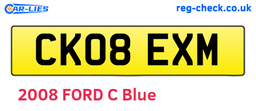 CK08EXM are the vehicle registration plates.