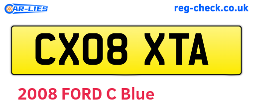 CX08XTA are the vehicle registration plates.