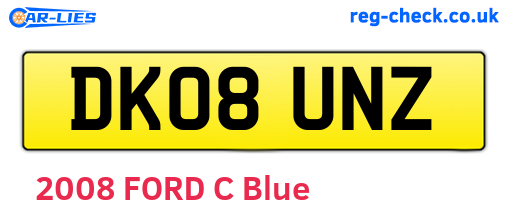 DK08UNZ are the vehicle registration plates.