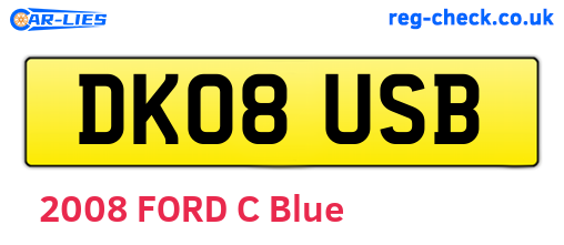 DK08USB are the vehicle registration plates.