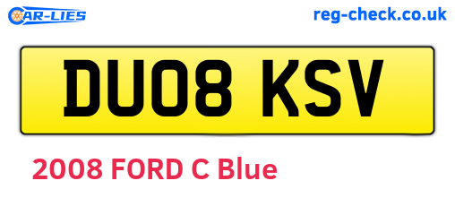 DU08KSV are the vehicle registration plates.