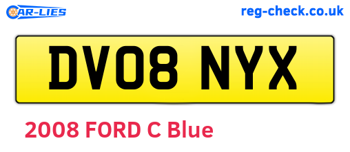 DV08NYX are the vehicle registration plates.