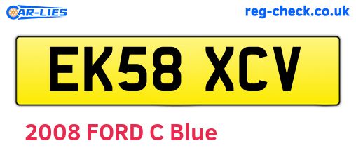 EK58XCV are the vehicle registration plates.
