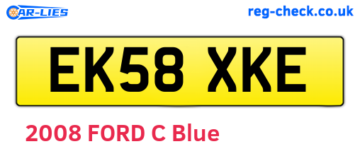 EK58XKE are the vehicle registration plates.