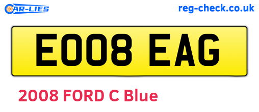 EO08EAG are the vehicle registration plates.
