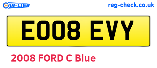 EO08EVY are the vehicle registration plates.