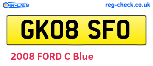 GK08SFO are the vehicle registration plates.