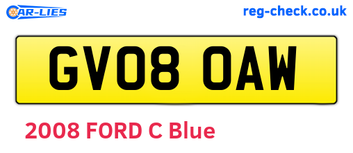 GV08OAW are the vehicle registration plates.
