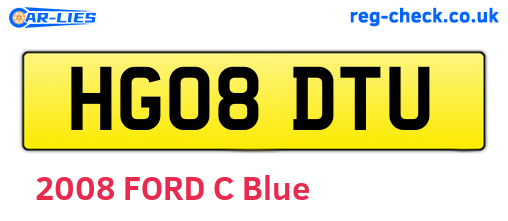 HG08DTU are the vehicle registration plates.