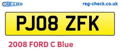 PJ08ZFK are the vehicle registration plates.