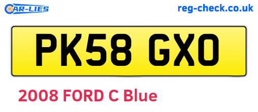 PK58GXO are the vehicle registration plates.