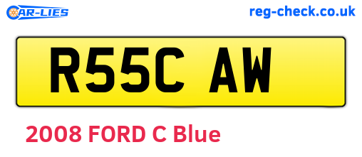 R55CAW are the vehicle registration plates.
