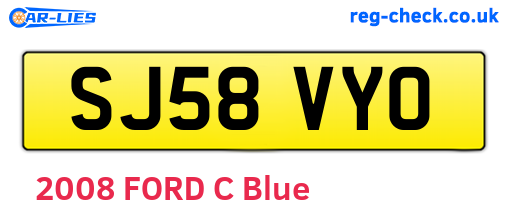 SJ58VYO are the vehicle registration plates.