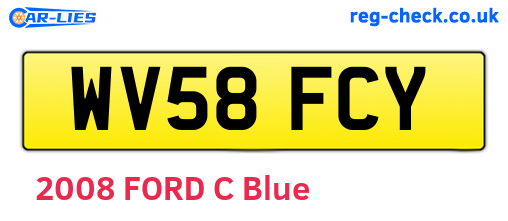 WV58FCY are the vehicle registration plates.