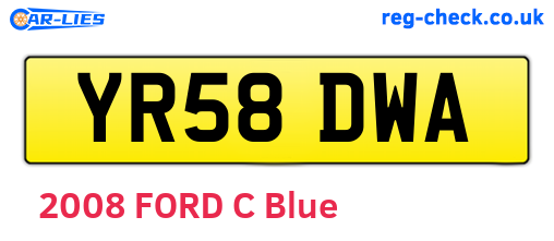 YR58DWA are the vehicle registration plates.