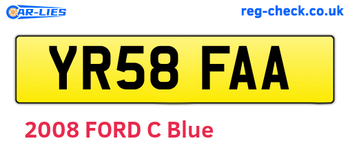 YR58FAA are the vehicle registration plates.