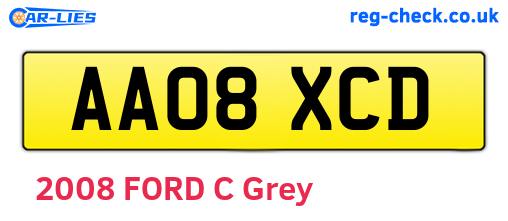 AA08XCD are the vehicle registration plates.