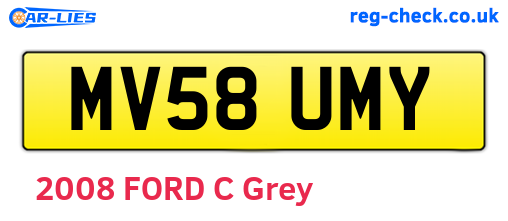 MV58UMY are the vehicle registration plates.