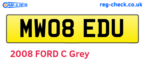 MW08EDU are the vehicle registration plates.