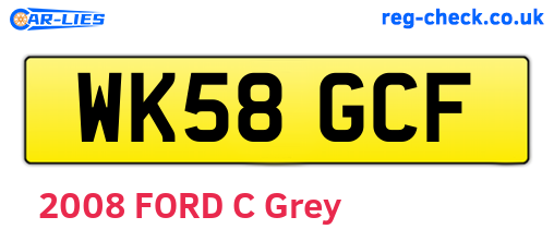 WK58GCF are the vehicle registration plates.
