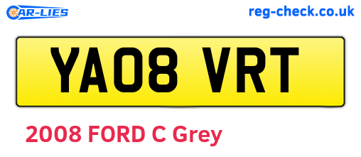 YA08VRT are the vehicle registration plates.