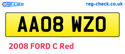 AA08WZO are the vehicle registration plates.