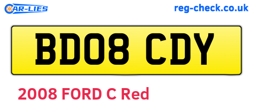 BD08CDY are the vehicle registration plates.