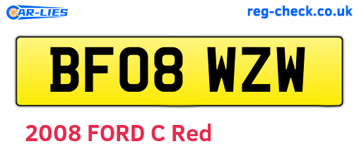BF08WZW are the vehicle registration plates.