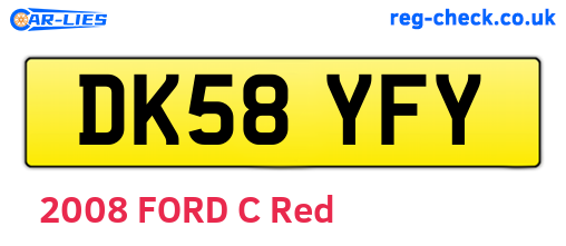 DK58YFY are the vehicle registration plates.