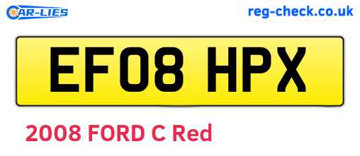 EF08HPX are the vehicle registration plates.