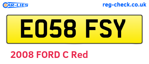 EO58FSY are the vehicle registration plates.