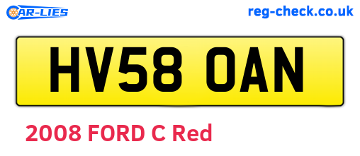 HV58OAN are the vehicle registration plates.