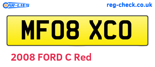 MF08XCO are the vehicle registration plates.