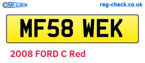 MF58WEK are the vehicle registration plates.
