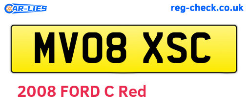 MV08XSC are the vehicle registration plates.
