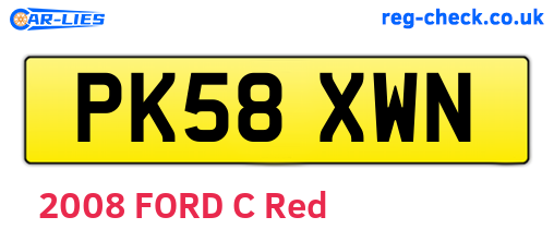 PK58XWN are the vehicle registration plates.